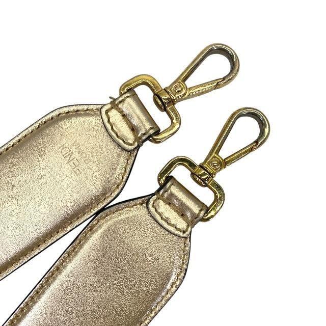 FENDI Shoulder Strap Strap you Belt FF Zucca Leather Pink Gold Authentic