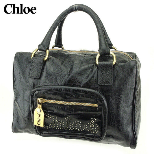 Chloe Hand Bag Tote Purse Studs Black Authentic
