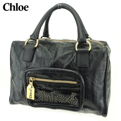 Chloe Hand Bag Tote Purse Studs Black Authentic