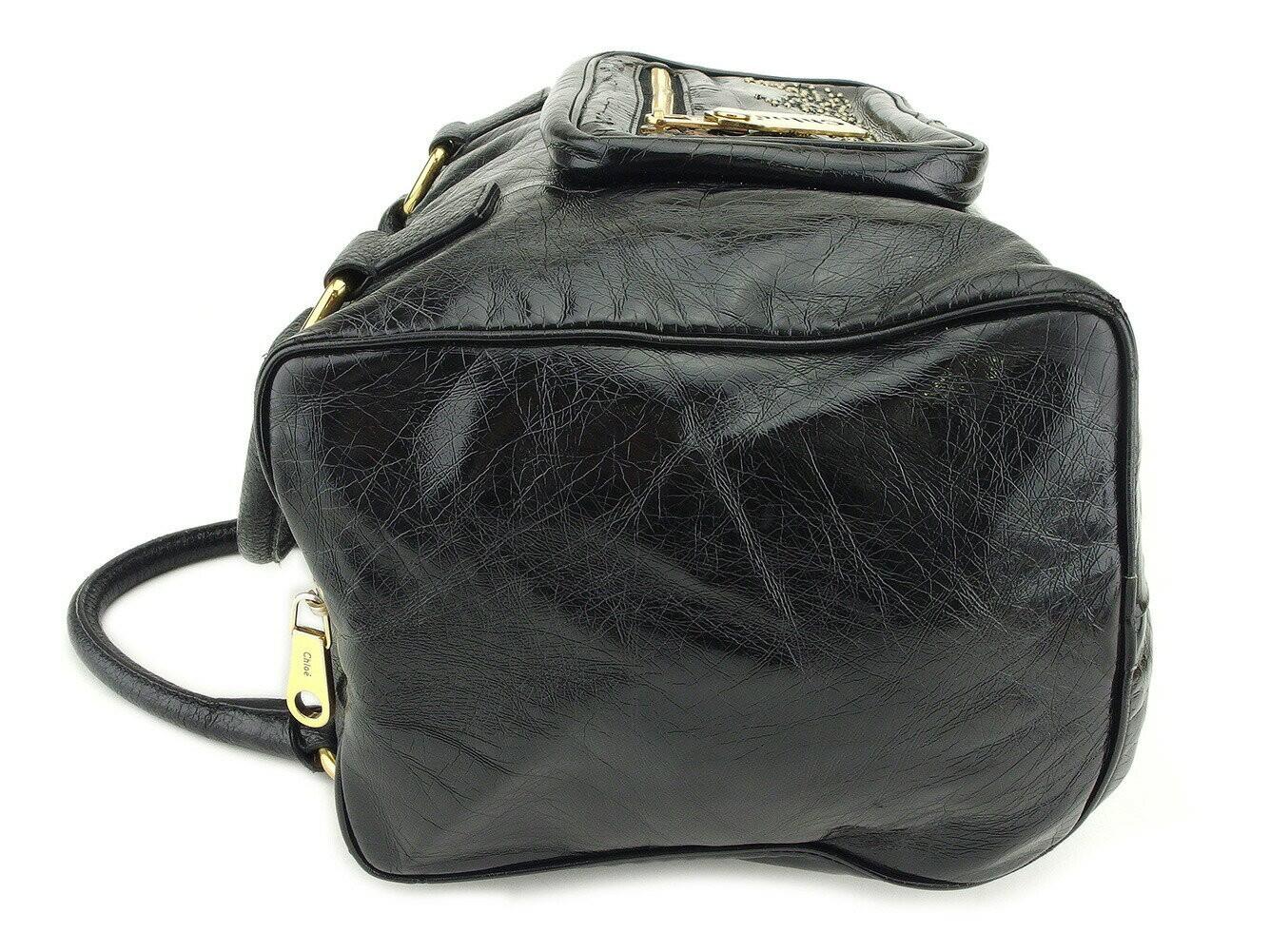 Chloe Hand Bag Tote Purse Studs Black Authentic