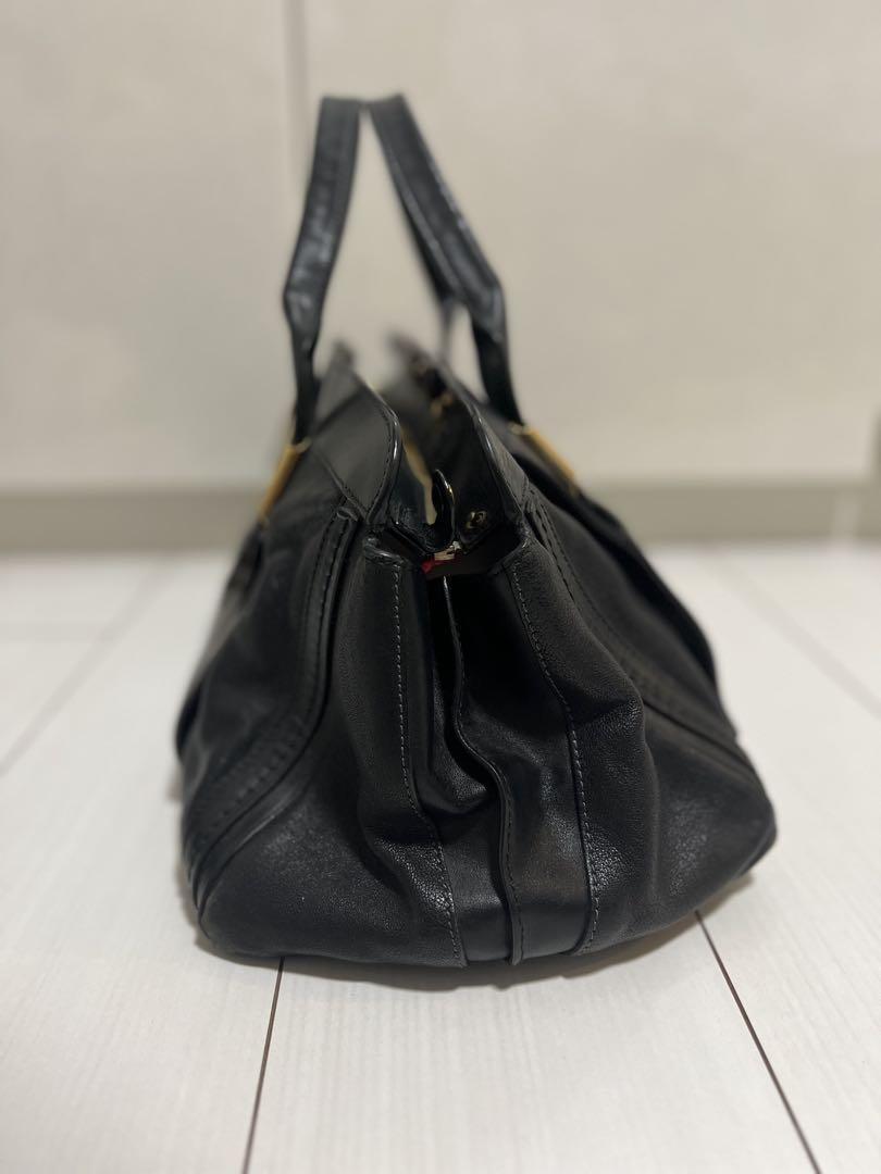 Chloe Hand Shoulder Bag Tote Purse Alice 2way Leather Black Authentic