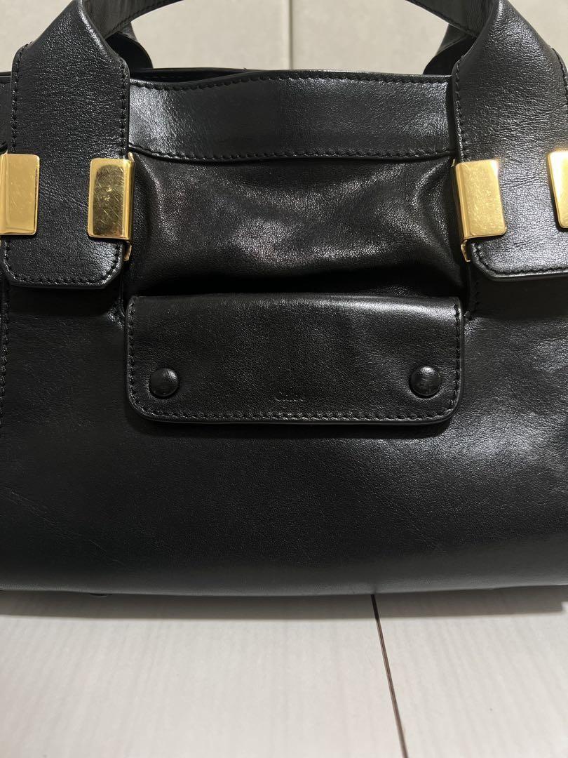 Chloe Hand Shoulder Bag Tote Purse Alice 2way Leather Black Authentic