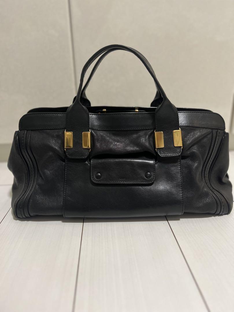Chloe Hand Shoulder Bag Tote Purse Alice 2way Leather Black Authentic