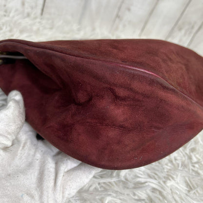 Christian Dior Shoulder Bag Purse CD Suede Red Authentic