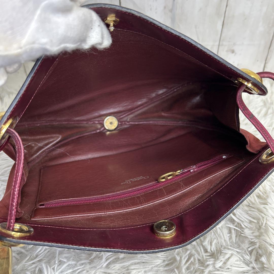 Christian Dior Shoulder Bag Purse CD Suede Red Authentic