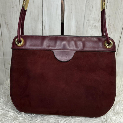 Christian Dior Shoulder Bag Purse CD Suede Red Authentic