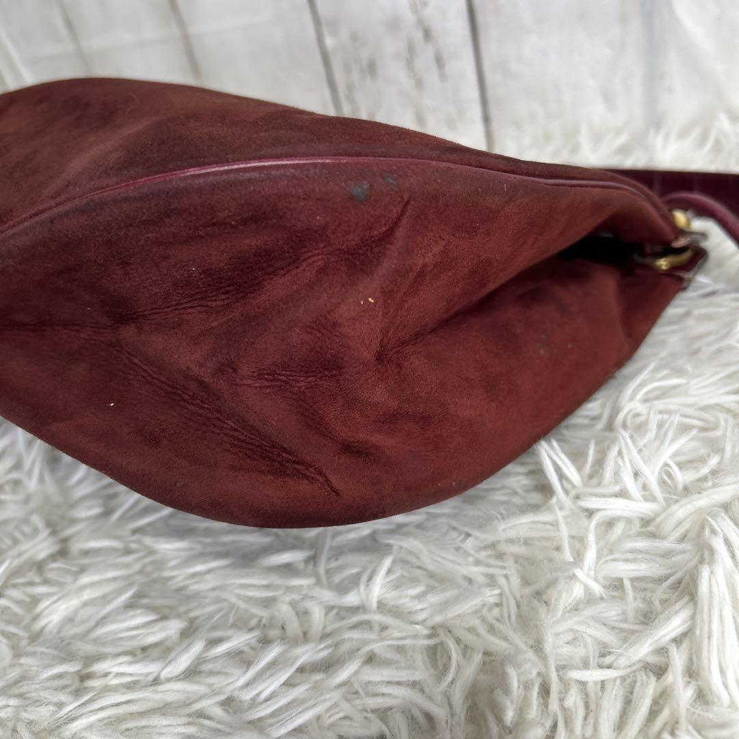 Christian Dior Shoulder Bag Purse CD Suede Red Authentic