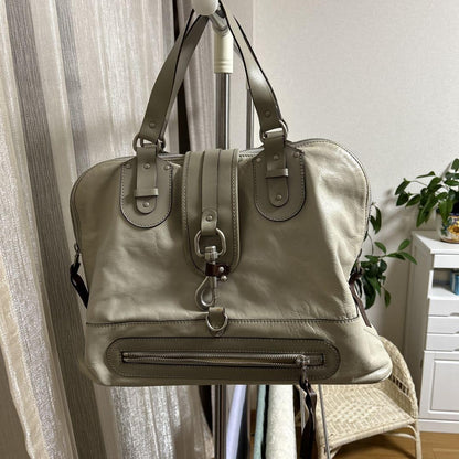 Chloe Hand Bag Tote Purse Leather Beige Authentic