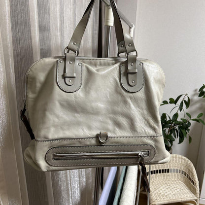 Chloe Hand Bag Tote Purse Leather Beige Authentic