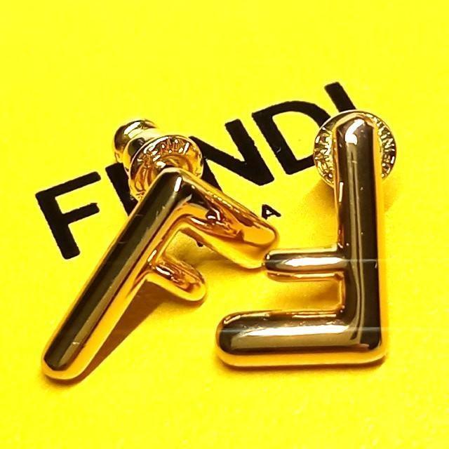 FENDI Earrings F Logo GP Gold Women Accessory Authentic