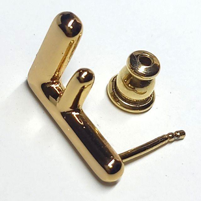 FENDI Earrings F Logo GP Gold Women Accessory Authentic