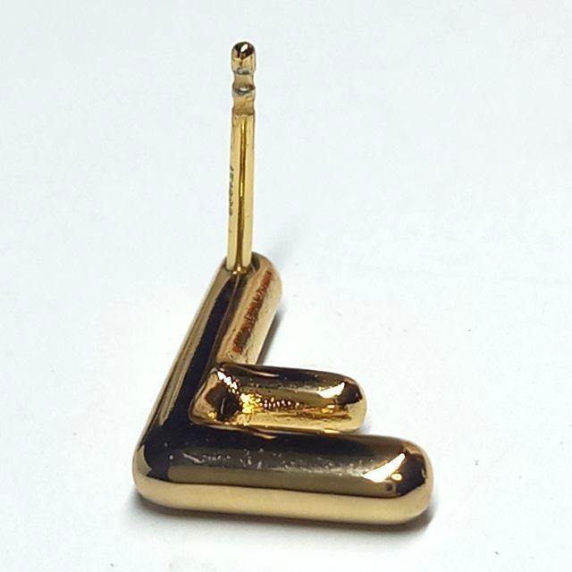 FENDI Earrings F Logo GP Gold Women Accessory Authentic