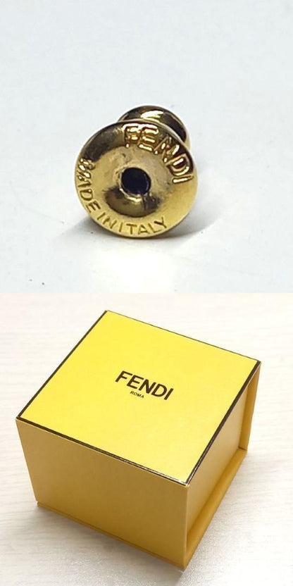 FENDI Earrings F Logo GP Gold Women Accessory Authentic