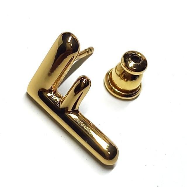 FENDI Earrings F Logo GP Gold Women Accessory Authentic