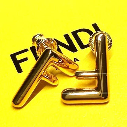FENDI Earrings F Logo GP Gold Women Accessory Authentic