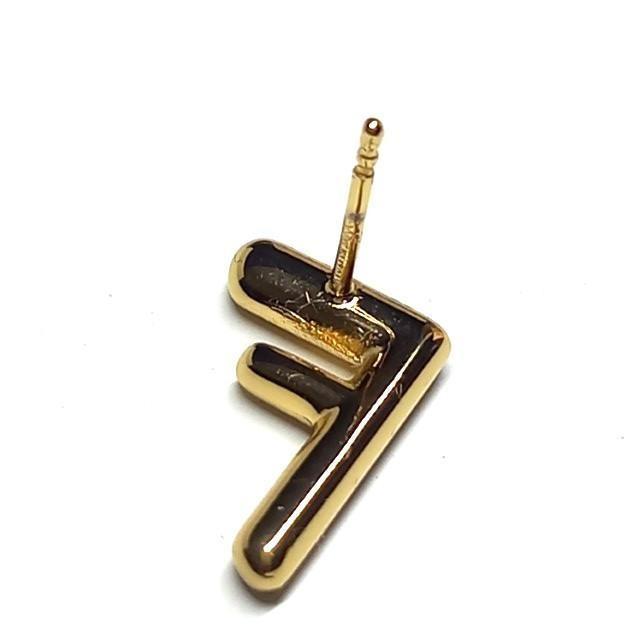 FENDI Earrings F Logo GP Gold Women Accessory Authentic