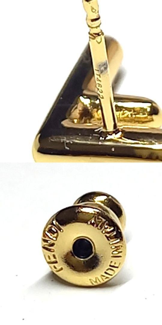 FENDI Earrings F Logo GP Gold Women Accessory Authentic