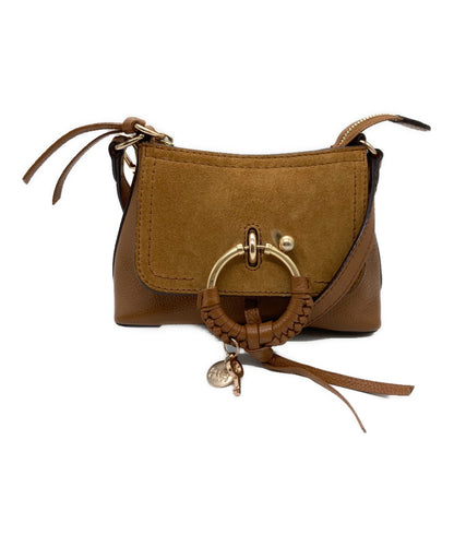 Chloe Suede Mini Shoulder Bag JOAN MINI brown gold leather Women's Used Auth
