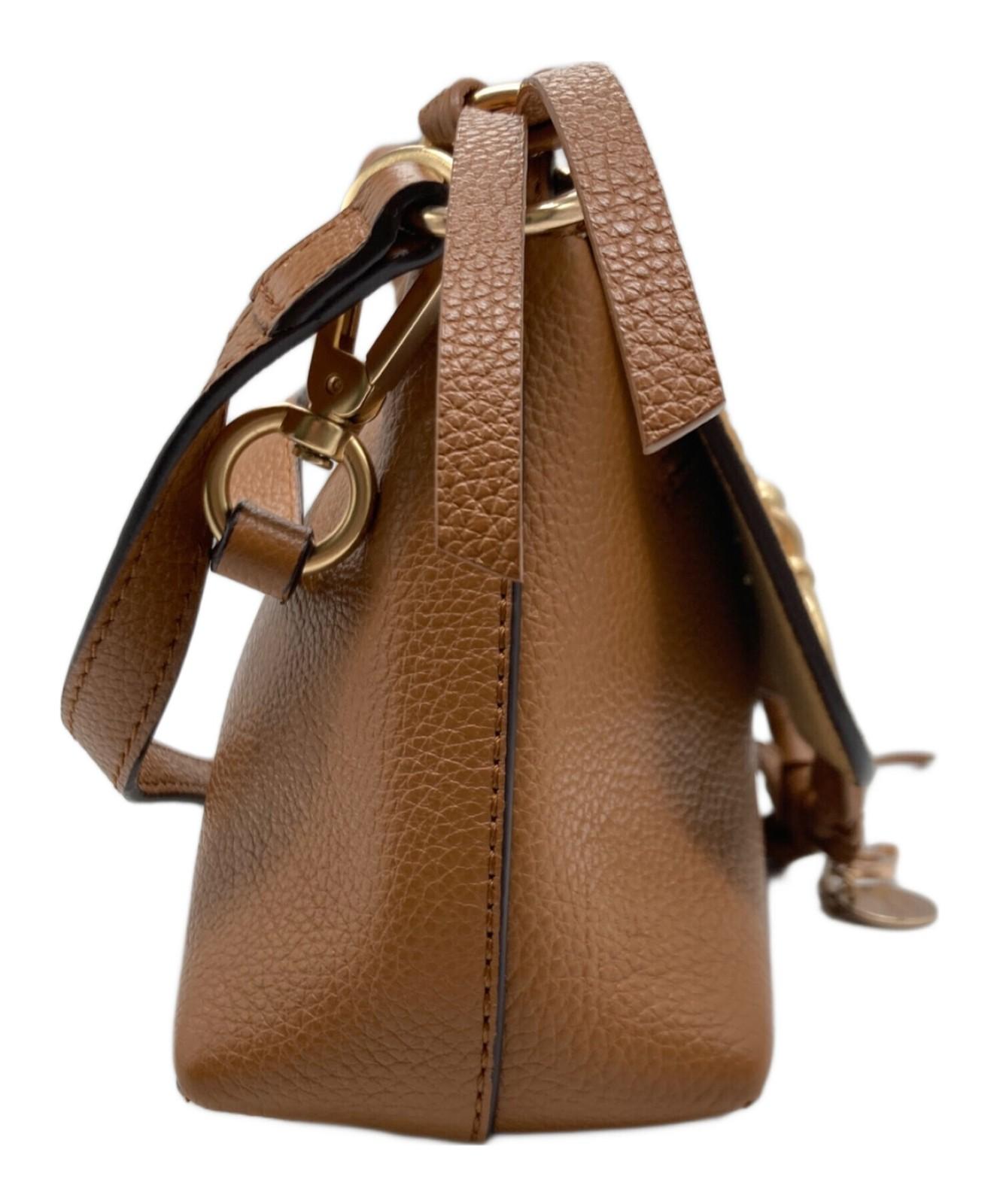 Chloe Suede Mini Shoulder Bag JOAN MINI brown gold leather Women's Used Auth