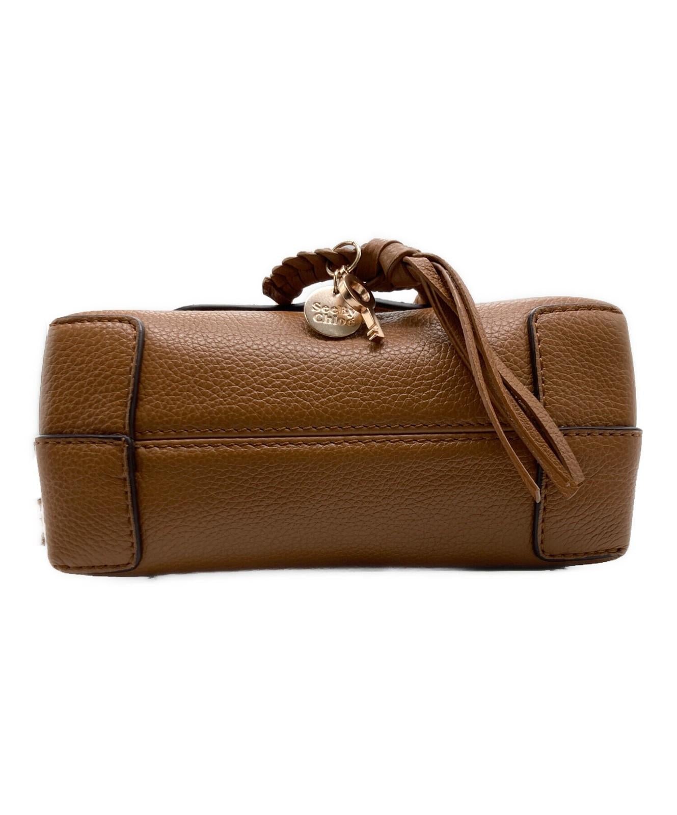 Chloe Suede Mini Shoulder Bag JOAN MINI brown gold leather Women's Used Auth