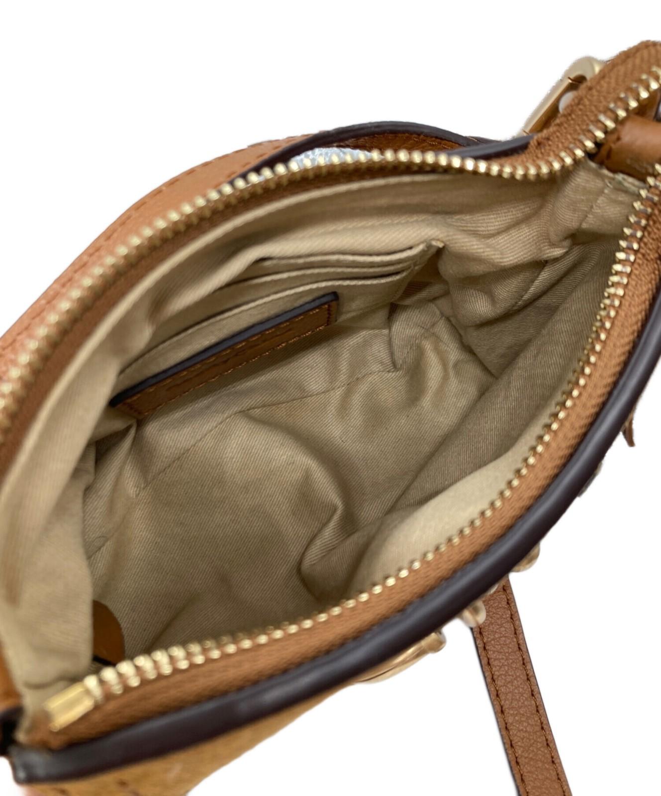 Chloe Suede Mini Shoulder Bag JOAN MINI brown gold leather Women's Used Auth