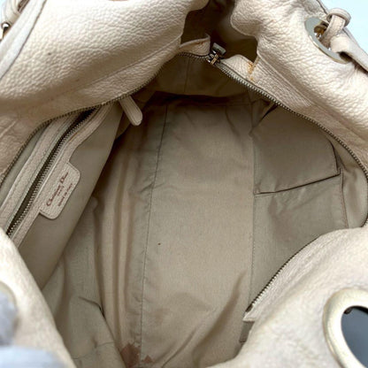 Christian Dior Shoulder Bag Purse Cannage Leather Beige Authentic