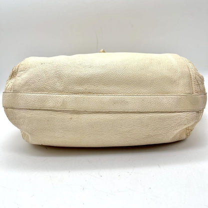 Christian Dior Shoulder Bag Purse Cannage Leather Beige Authentic