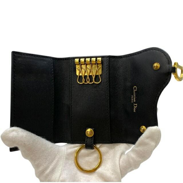 Christian Dior Key Case Compact Saddle Leather Black Authentic
