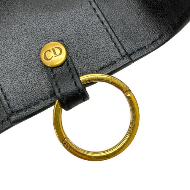 Christian Dior Key Case Compact Saddle Leather Black Authentic