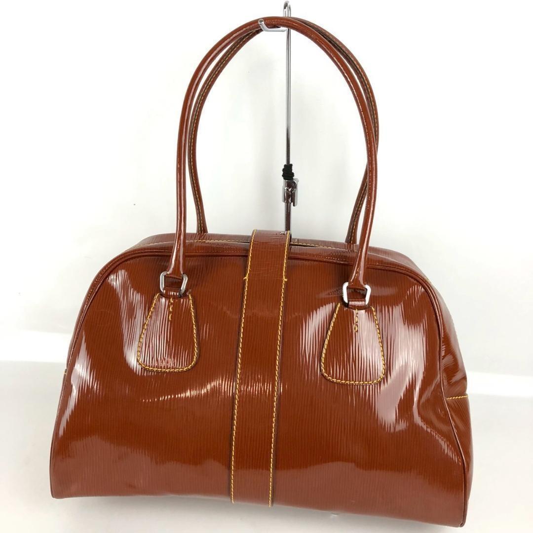 PRADA Hand Bag Tote Purse Logo Brown Authentic