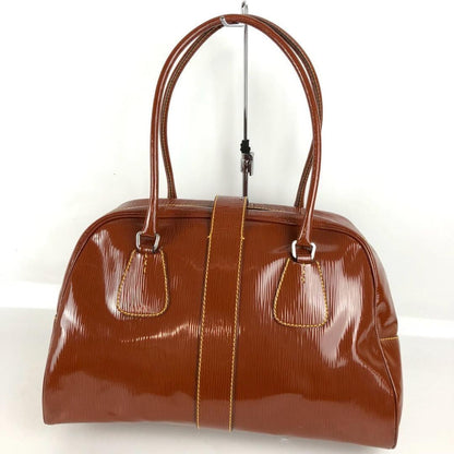 PRADA Hand Bag Tote Purse Logo Brown Authentic