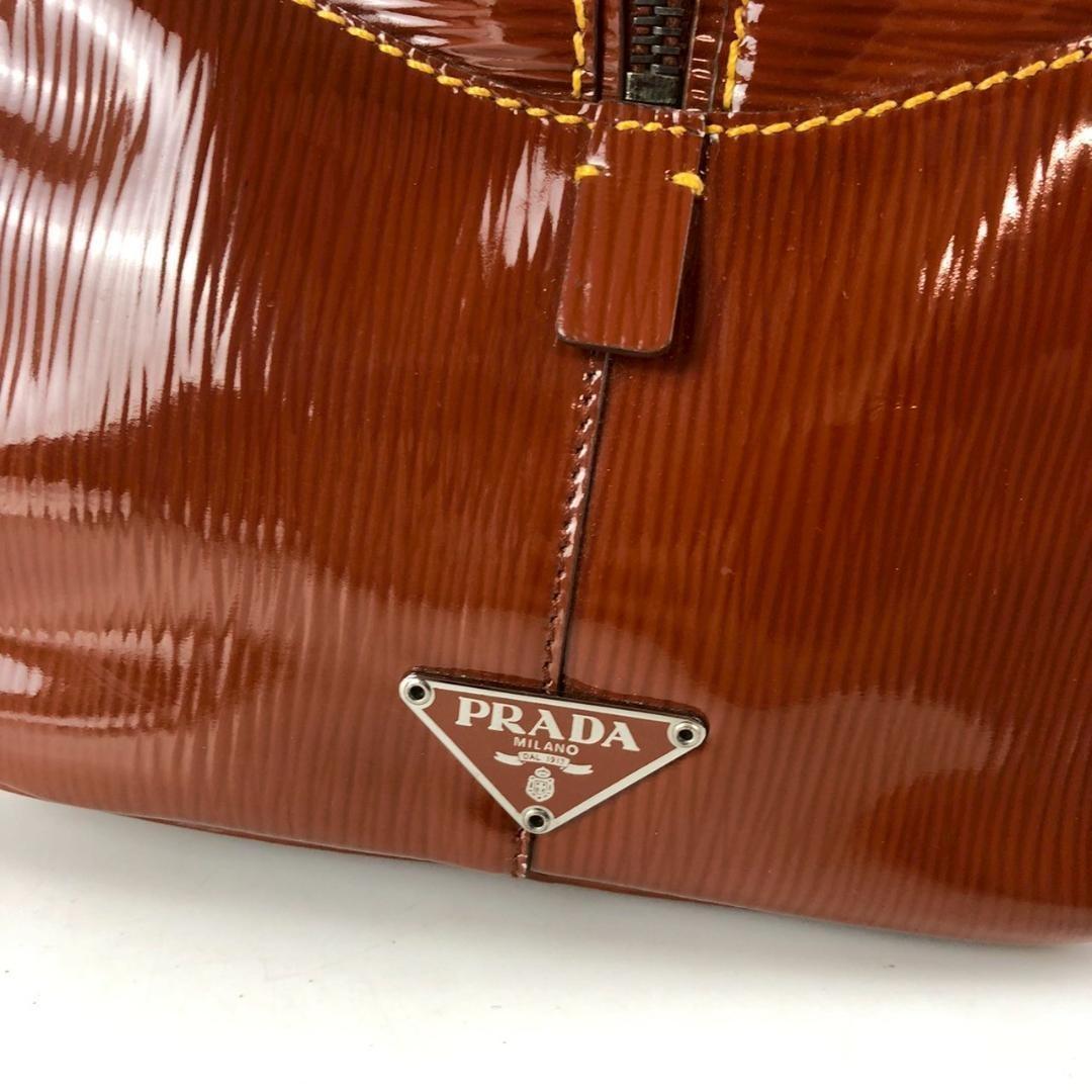 PRADA Hand Bag Tote Purse Logo Brown Authentic