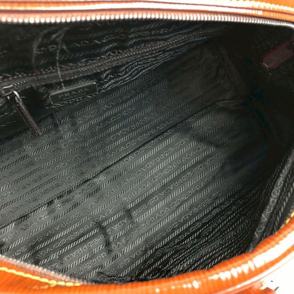 PRADA Hand Bag Tote Purse Logo Brown Authentic