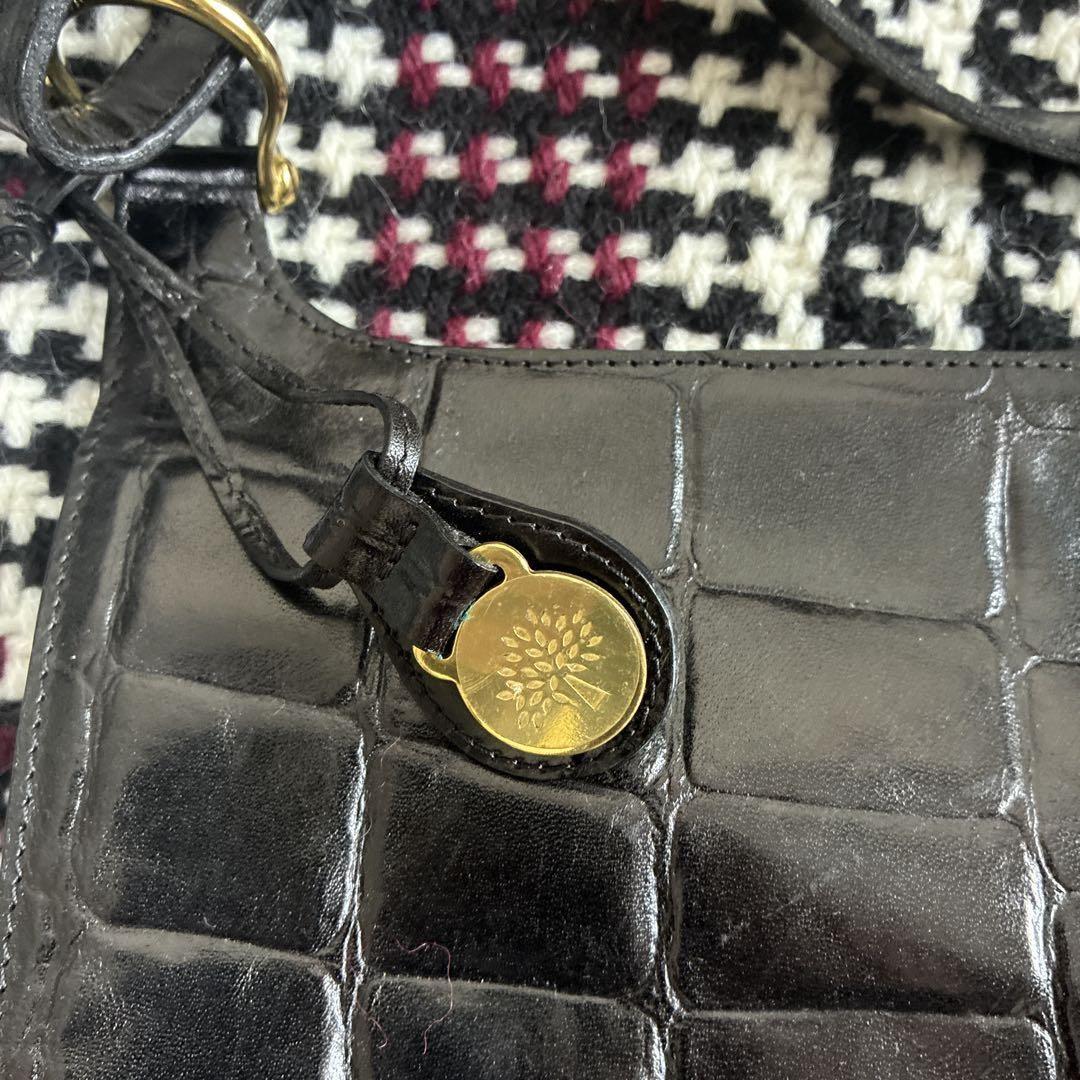 MULBERRY Shoulder Bag Purse Logo Leather Authentic