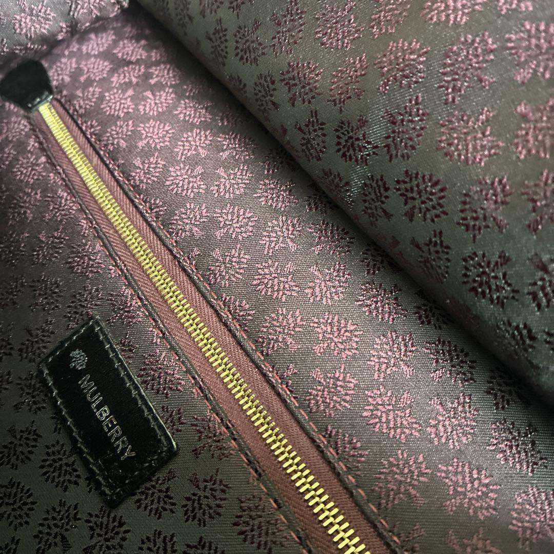 MULBERRY Shoulder Bag Purse Logo Leather Authentic