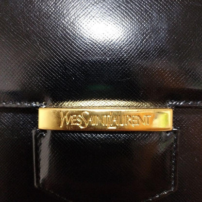 Saint Laurent Hand Bag Tote Purse Logo Leather Black Authentic