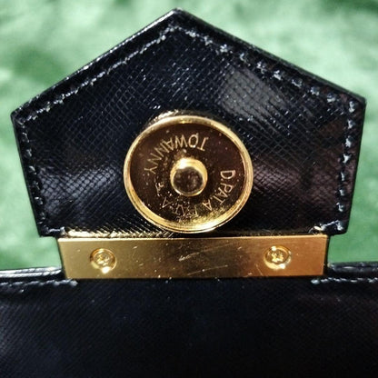 Saint Laurent Hand Bag Tote Purse Logo Leather Black Authentic