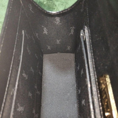 Saint Laurent Hand Bag Tote Purse Logo Leather Black Authentic