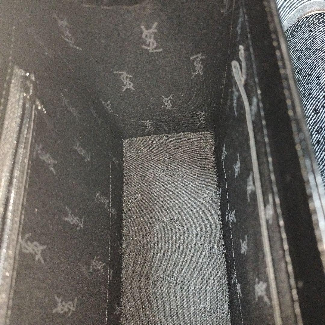 Saint Laurent Hand Bag Tote Purse Logo Leather Black Authentic