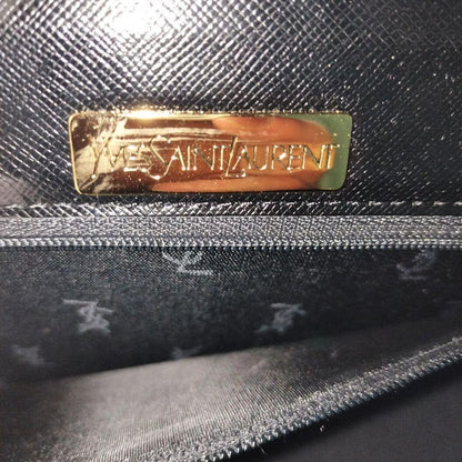 Saint Laurent Hand Bag Tote Purse Logo Leather Black Authentic