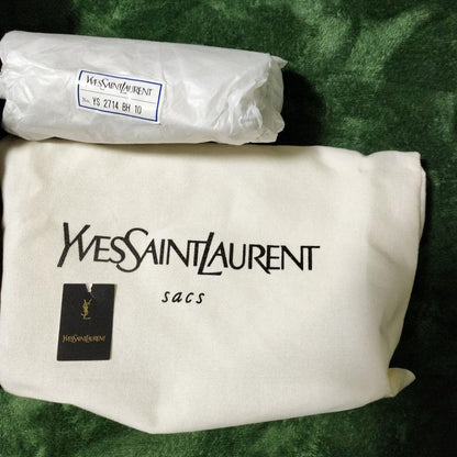 Saint Laurent Hand Bag Tote Purse Logo Leather Black Authentic