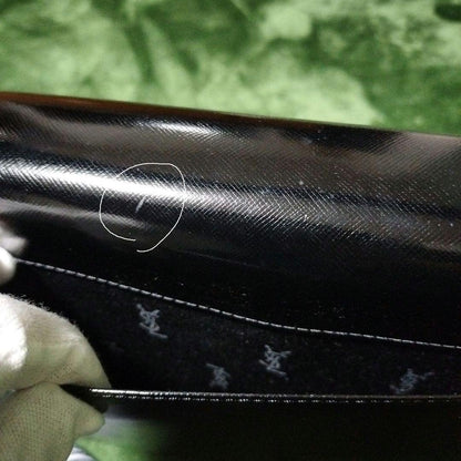 Saint Laurent Hand Bag Tote Purse Logo Leather Black Authentic