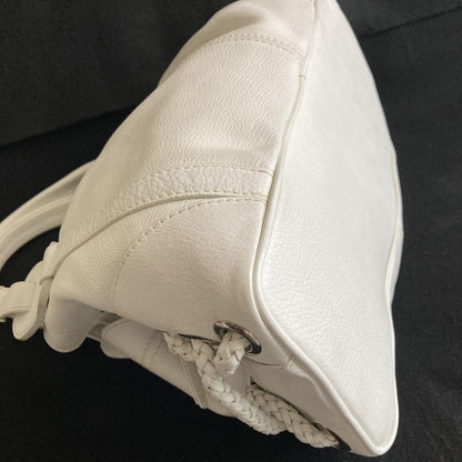 MULBERRY Hand Bag Tote Purse Turn Lock Leather White Authentic