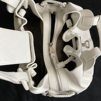 MULBERRY Hand Bag Tote Purse Turn Lock Leather White Authentic