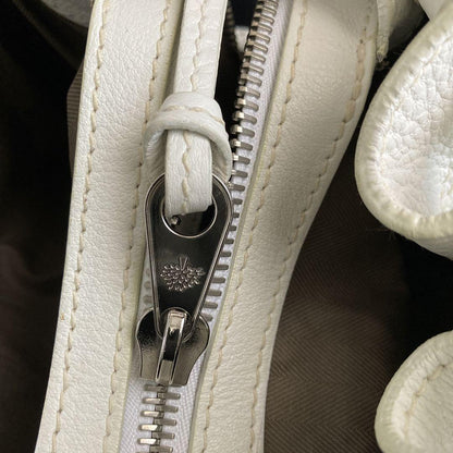 MULBERRY Hand Bag Tote Purse Turn Lock Leather White Authentic