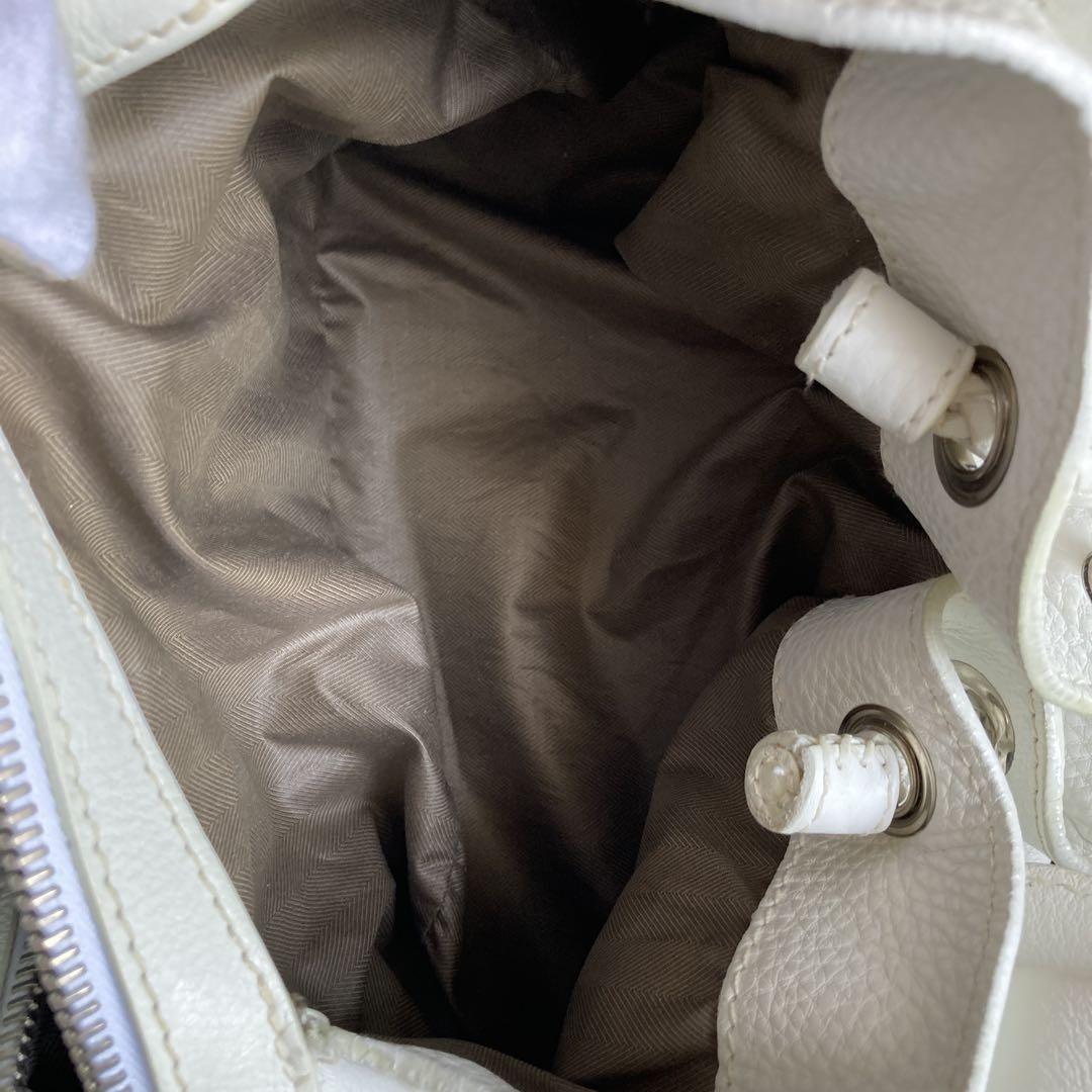 MULBERRY Hand Bag Tote Purse Turn Lock Leather White Authentic