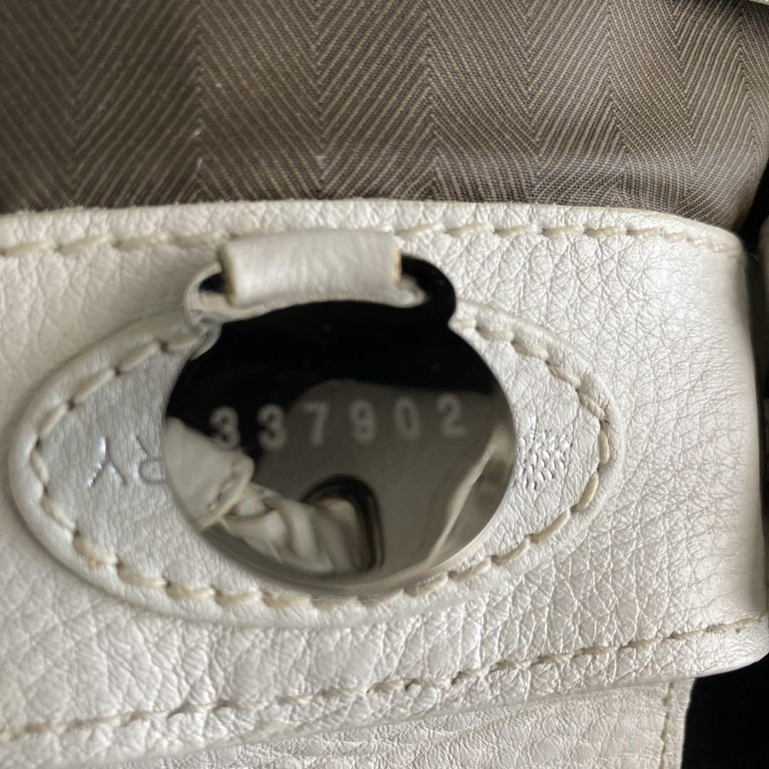 MULBERRY Hand Bag Tote Purse Turn Lock Leather White Authentic