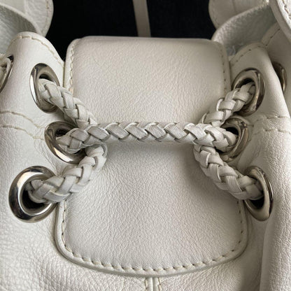 MULBERRY Hand Bag Tote Purse Turn Lock Leather White Authentic