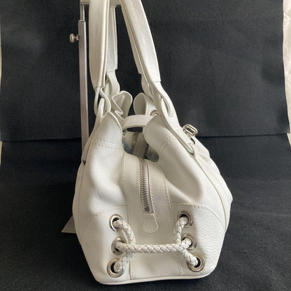 MULBERRY Hand Bag Tote Purse Turn Lock Leather White Authentic