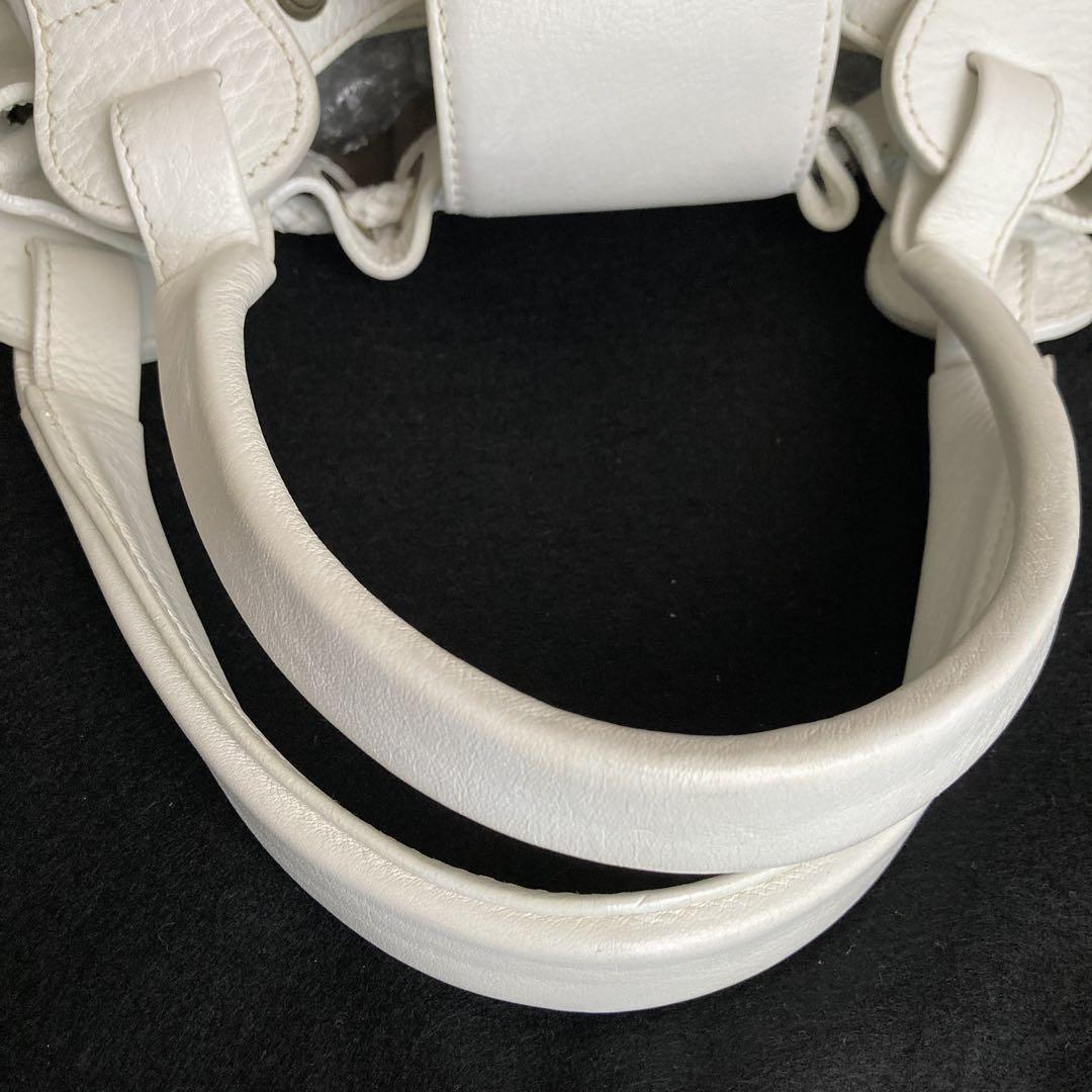 MULBERRY Hand Bag Tote Purse Turn Lock Leather White Authentic